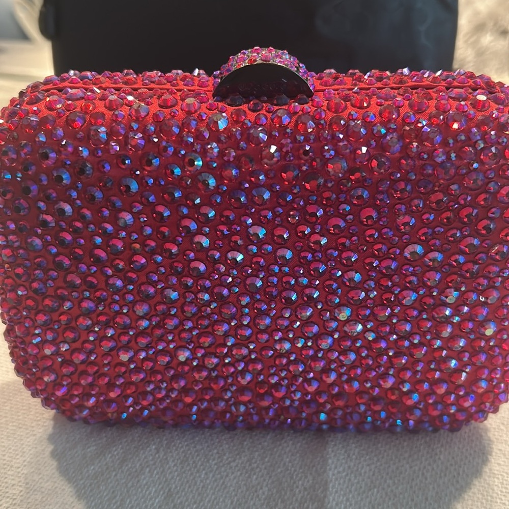 OLGA BERG Casey Hot Fix Crystal Clutch - Fuchsia - Picture 3 of 13